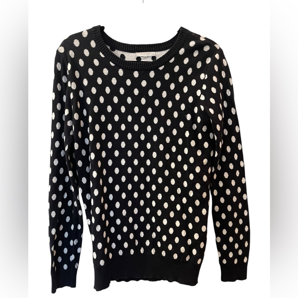 41 HAWTHORN Women’s Stitch Fix Gideon Polka Dot Black White Sweater Size: Medium